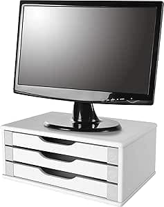 Imagem da oferta Suporte de Monitor 3 Gavetas, Mdf Branco - Souza & Cia (Ref: 3343)