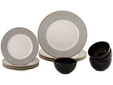 Imagem da oferta Aparelho De Jantar 12 Peças Alleanza Cerâmica Branco E Preto Redondo Ritz