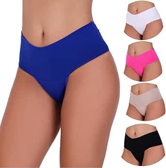 Imagem da oferta Kit 5 Calcinhas Cintura Alta Compressão Cós Alto Fitness Power Zero Barriga Pala Cós Duplo