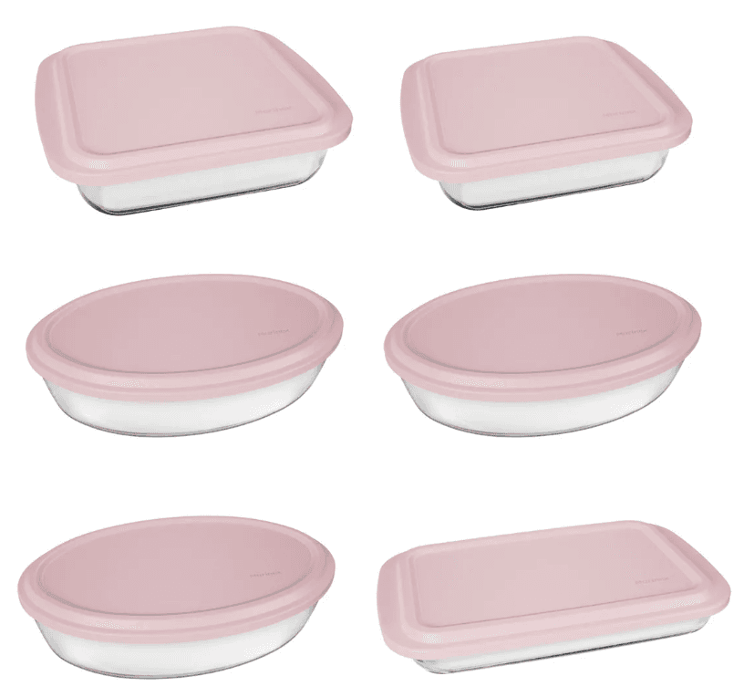 Imagem da oferta Conjunto Assadeiras 6 Peças com Tampa Cor Rosa - Marinex