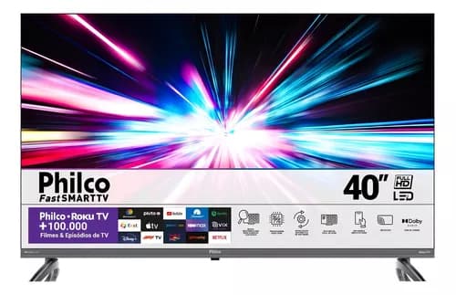 Imagem da oferta Smart Tv 40'' Ptv40e3ersgb Full Hd Led Hdmi Roku Tv Philco