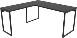 Imagem da oferta Mesa De Escritório Em L Estilo Industrial 1,50mx1,50m Kuadra, Compace, Preto Ônix / Est.preta