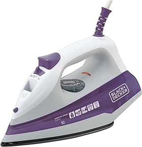 Imagem da oferta Black Decker Ferro de Passar Roupa, com Vaporizador, Base Antiaderente, Branco e Roxo, Modelo FX1000, 127V