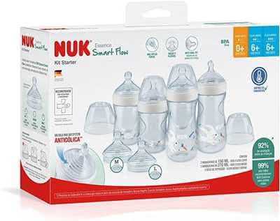 Imagem da oferta Kit Starter Mamadeiras e Bicos Anticólica Essence Smart Flow 150 e 270ml NUK - Branco