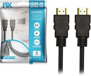 Imagem da oferta PIX Cabo Hdmi 2.0 4K Hdr 19P 2M Pix Gold, Preto
