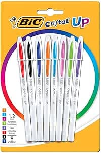 Imagem da oferta Caneta Esferográfica Bic Cristal Up, 8 Cores Vibrantes, Ponta Média De 1,2mm, Pacote Com 8 Unidades
