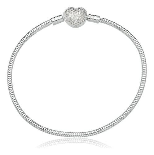 Imagem da oferta Pulseira Berloques Prata 925 Coração Zircônias Com Garantia