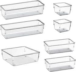 Imagem da oferta Organizador Modular Acrimet para Gavetas, Bancadas e Armários, Plástico Transparente, Kit com 7 Potes Sortidos