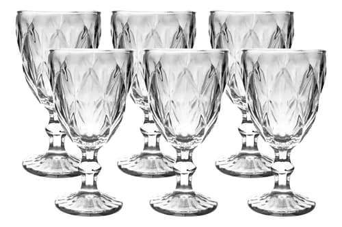 Imagem da oferta Jogo De Taças Diamante De Vidro 6 Peças 260ml Água Suco