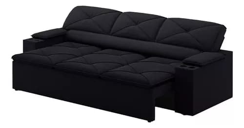 Imagem da oferta Sofá 3 Lugares Retrátil E Reclinável Pop 2,05m Cor Preto Desenho do tecido Velosuede