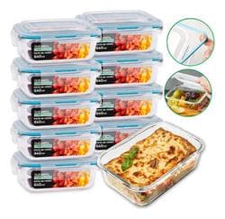 Imagem da oferta Conjunto 10 Potes 640ml Vidro Hermético 4 Travas Marmita