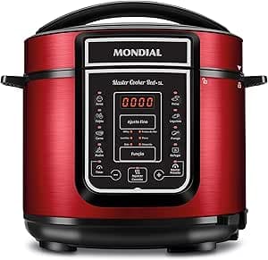 Imagem da oferta Panela de Pressão Elétrica Digital 5L, Mondial, Vermelho/Inox, 900W, 110V - PE-39
