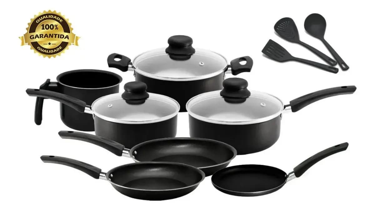Imagem da oferta Conjunto De Panelas 10 Peças Antiaderente Preto - Arnix