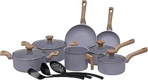 Imagem da oferta Mimo Style, Jogo de Panelas 10 Peças Indução Antiaderente Preto com Utensilios Cook