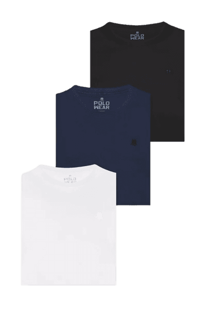 Imagem da oferta Kit 3 Camisetas Masculinas 100% Algodão Polo Wear Sortido