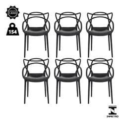 Imagem da oferta Kit 6 Cadeiras De Jantar Allegra Master Empilhável Polipropileno Waw Design Modelo Allegra Cor Preto