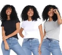 Imagem da oferta Kit Camiseta Hering Básica Feminina 3 Peças