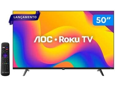 Imagem da oferta Smart TV 50" AOC 4K DLED Série 7045 50U7045/78G Roku TV Quad Core Google Assistente 3 HDMI