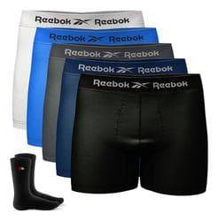 Imagem da oferta Kit 5 Cuecas Reebok Boxer Sem Costura  Box+ 2 Meias Sandrini