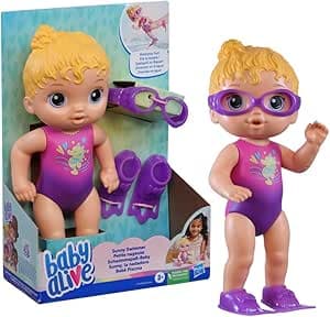 Imagem da oferta Baby Alive Boneca Sunny Swimmer - Cabelos Loiros Boneca de 25 cm em plástico com acessórios - Brinquedo para meninas e meninos a partir de 3 anos