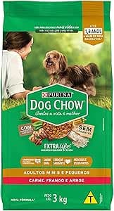 Imagem da oferta Purina Ração Dog Chow Extra Life Adulto Raças Minis E Pequenos Sabor Frango E Arroz 3kg Ração Dog Chow Extra Life Adulto Raça Pequena 3kg