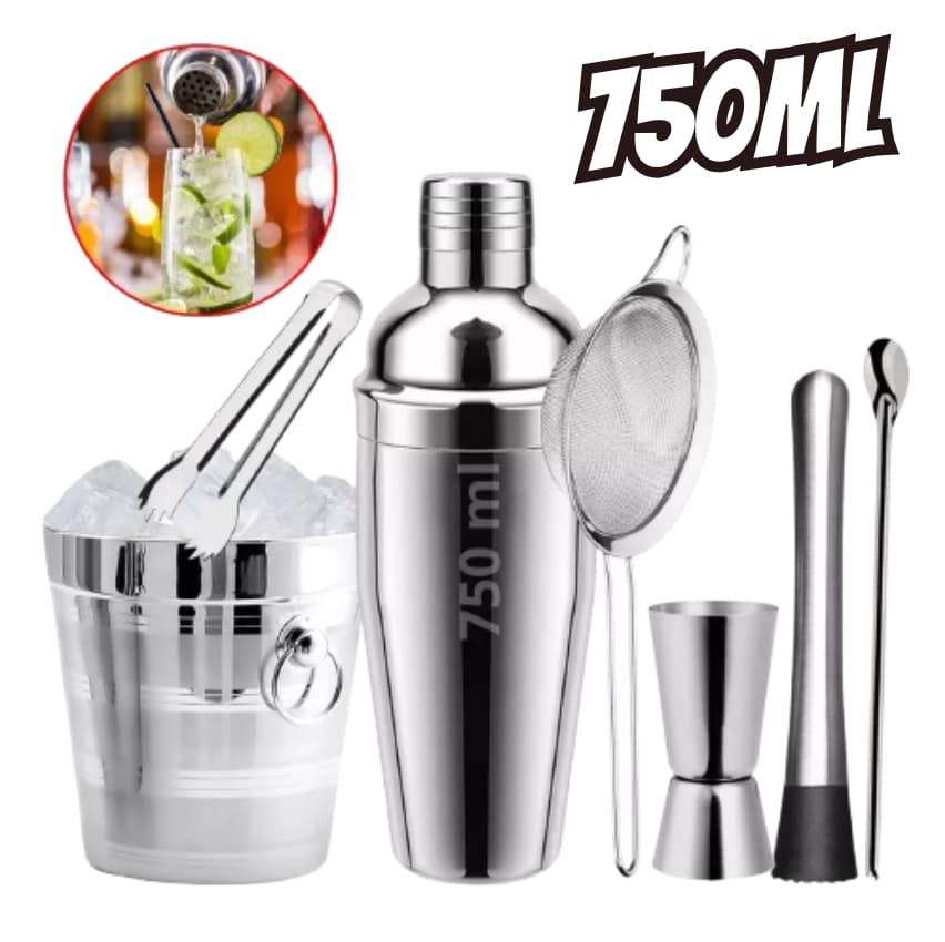 Imagem da oferta Kit Caipirinha Profissional 7 Peças Inox Coqueteleira 750 Ml