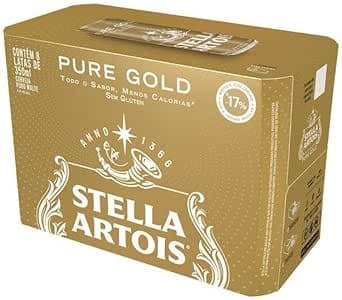 Imagem da oferta Pack Cerveja Stella Artois Pure Gold, Lata, 350ml, Caixa 8 unidades