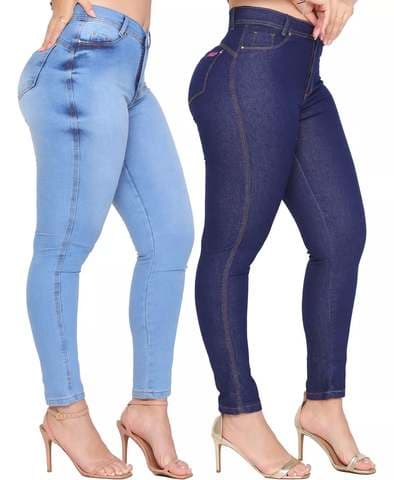 Imagem da oferta Kit 2 Calça Jeans Feminina Cintura Alta Com Lycra