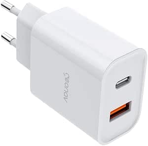 Imagem da oferta Geonav Carregador Universal Ultra Rápido Duo, 1 X USB-C Power Delivery 20W, 1 X USB Quick Charge 18W, CH20PDQC, Branco