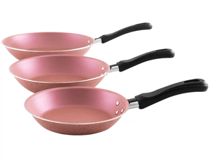 Imagem da oferta Conjunto De Frigideiras Antiaderente Tramontina De Alumínio Caribe Rosa 3 Peças