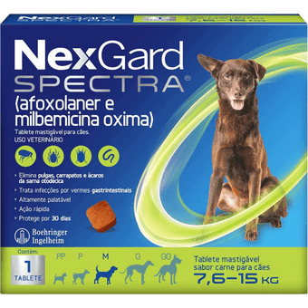 Imagem da oferta Nexgard Spectra Antipulgas e Carrapatos para Cães de 7,6 a 15kg, Marrom