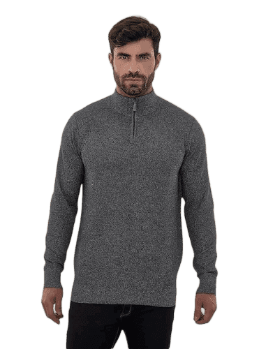 Imagem da oferta Suéter Blusa Tricot Gola Alta Com Zíper