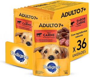 Imagem da oferta Packs De Ração Úmida Pedigree Para Cães Adultos Sênior 7+ Anos, Sachê Carne Ao Molho, 36 Sachês De 100 G