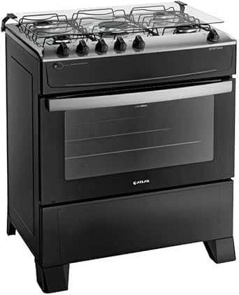 Imagem da oferta Fogão 5 Bocas Preto com Mesa Inox Atlas Atenas Bivolt