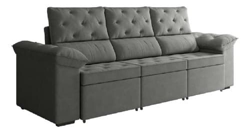 Imagem da oferta Sofá Retrátil 3 Lugares 2,10m York Suede Cinza
