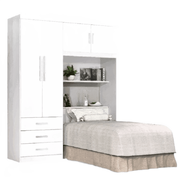 Imagem da oferta Guarda Roupa Solteiro Com Cabeceira 4 Portas Cancun Hg