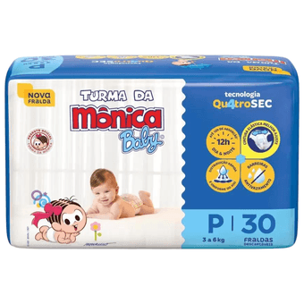 Imagem da oferta Fralda Turma da Mônica Baby Tam. P 3 a 5kg - 30 Unidades