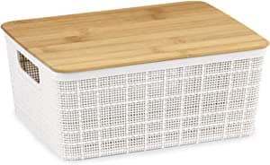Imagem da oferta Oikos - Caixa Organizadora 4L com Tampa de Bambu Branca
