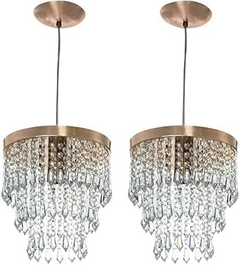 Imagem da oferta Kit 2 Lustre Pendente De Cristal Acrílico Manucrilic Cobre