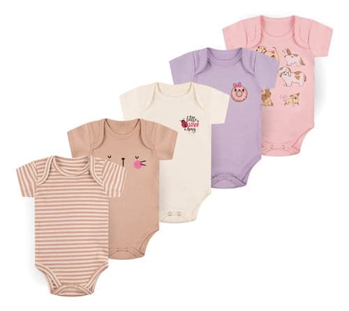 Imagem da oferta 5 Kit Conjunto Manga Curta Bodie Body Infantil Bebe Nenem