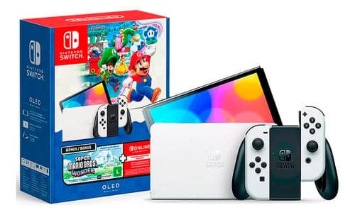 Imagem da oferta Console Nintendo Switch Oled 64gb Edição Super Mario Bros Wonder 12 Meses Assinatura Online Nintendo