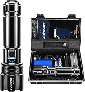 Imagem da oferta Sunitact Lanterna Led Recarregável, Lanterna Tatica Militar 10000 Lumens XHP70.2 Lanterna a Pilha, USB Lanternas Taticas Super Potentes Led Recarregavel, Ideal para Camping, Pesca e Emergências