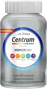 Imagem da oferta Centrum Homem Select 50 Mais, Multivitamínico Adulto com Vitamina D e Vitamina B12, Memória, Clareza Mental e Compreensão, 150 Comprimidos