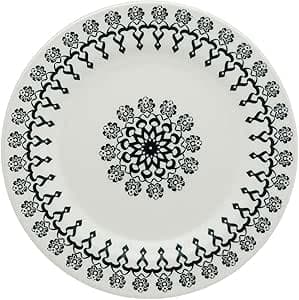 Imagem da oferta Conjunto com 6 Pratos Raso Biona Donna Folk Marfim e Preto 24 cm