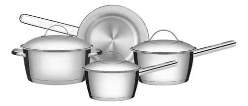 Imagem da oferta Jogo de Panelas Tramontina Allegra 4 Peças em Aço Inox com Fundo Triplo e Tampas de Inox
