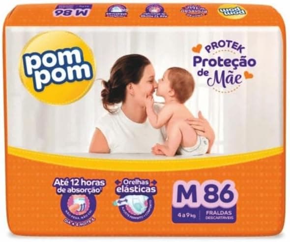 Imagem da oferta Fralda Pom Pom Protek Proteção de Mãe Hiper M 86 Unidades