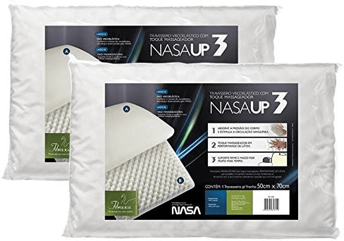 Imagem da oferta Kit 2 Peças Travesseiro Nasa Up 3, Para Fronhas 50x70 Cm, Fibrasca