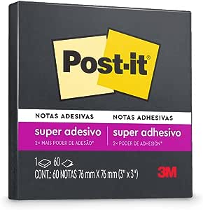 3M, Post-It, Bloco de Notas Adesivas, 60 folhas - Preto