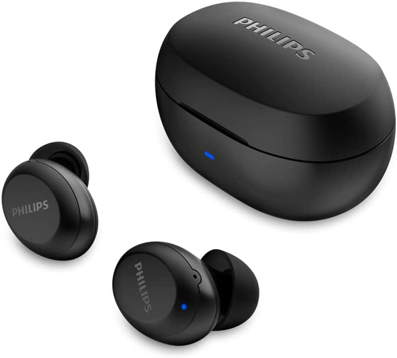 PHILIPS Fone de ouvido sem fio TWS bluetooth com microfone e energia para 18 horas totais na cor preto, padrão, TAT1235BK/97