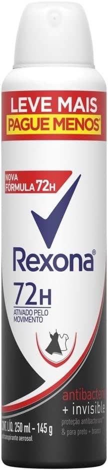 Antitranspirante Aerossol Antibacterial e Invisible Rexona 250Ml Leve Mais Pague Menos, Rexona (A embalagem pode variar)